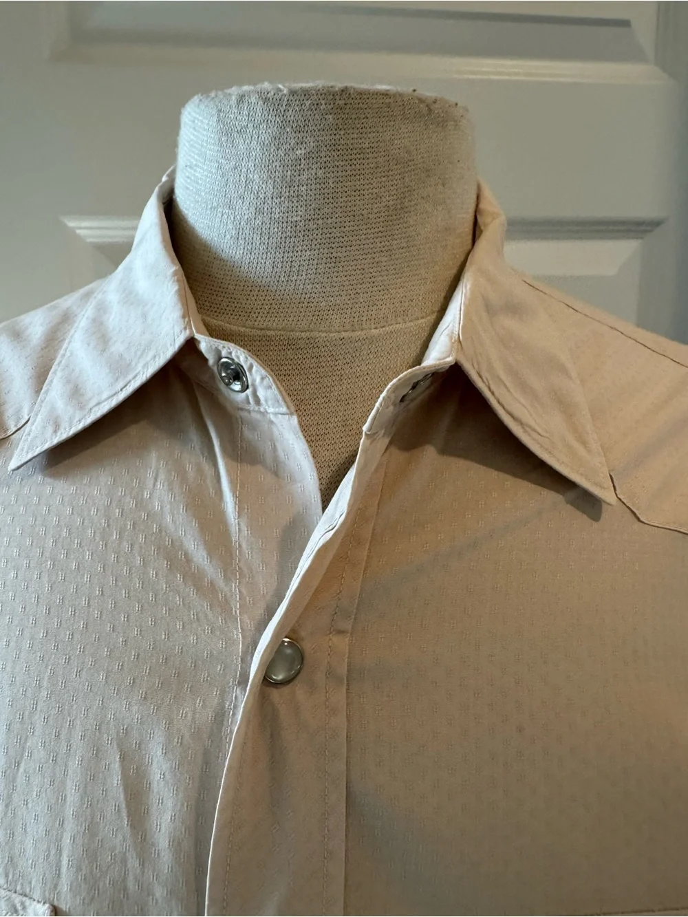 Banana Republic Men's Long-Sleeve Western Shirt in Light Peach Size Medium